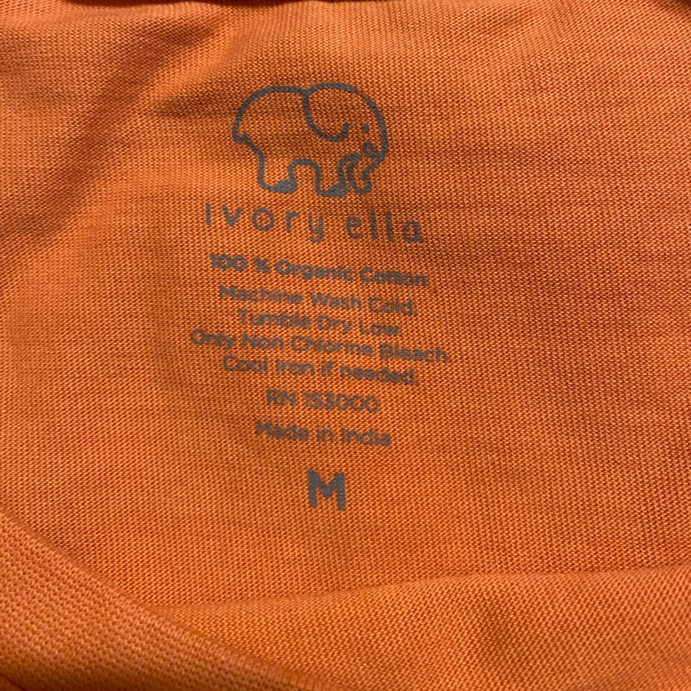 Ivory Ella Long Sleeve Tee Orange/Coral Graphic Tiger Print Organic Cotton M - Picture 10 of 11